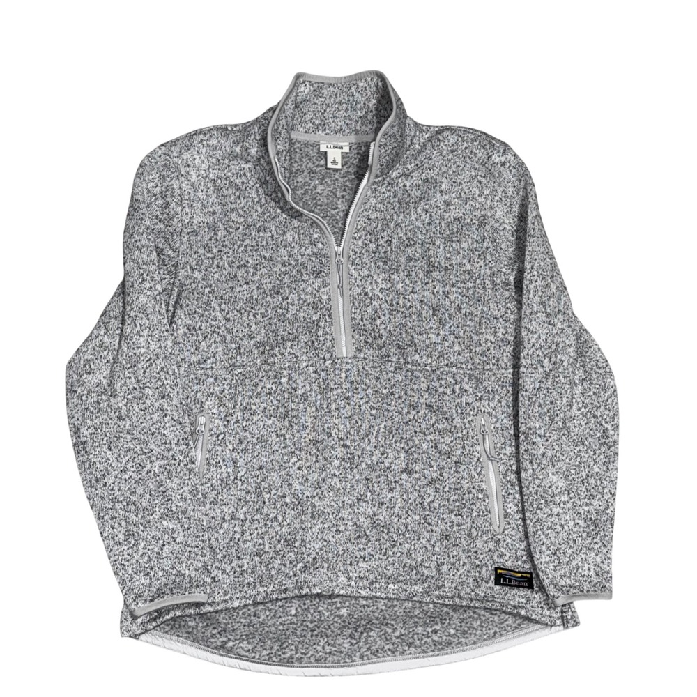 LLBean Gray Speckled‎ Fleece 1/4 Zip Pullover Sweatshirt Women's Small $99.95